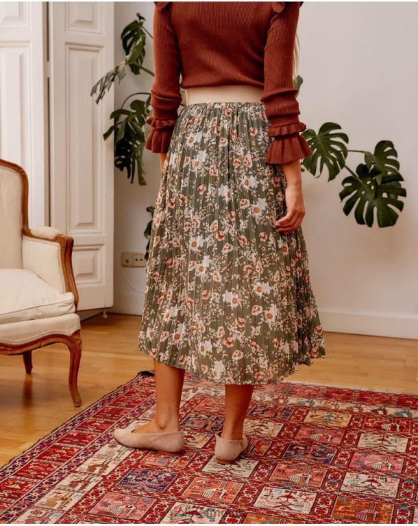 Clothing Polin et moi Pleated skirt Dunia Kaki J4DB6299