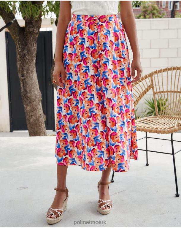 Clothing Polin et moi Skirt Flowers Hannah ORANGE J4DB6320