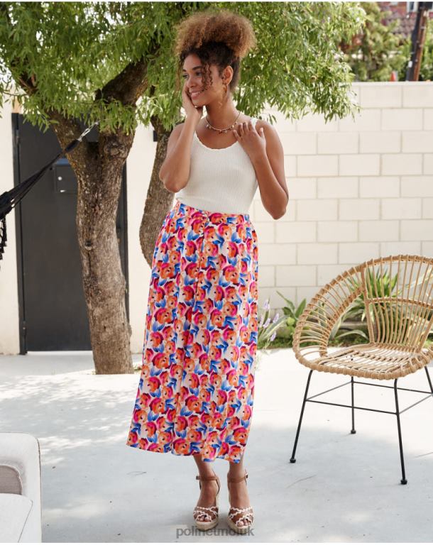 Clothing Polin et moi Skirt Flowers Hannah ORANGE J4DB6320