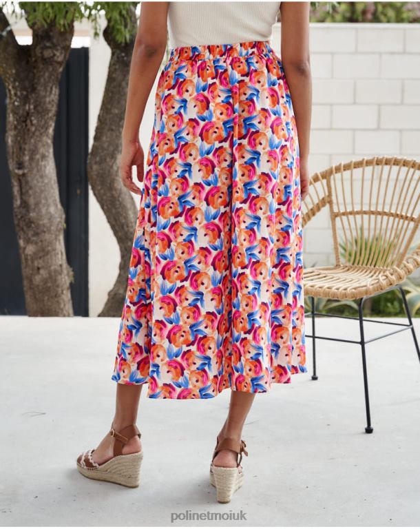 Clothing Polin et moi Skirt Flowers Hannah ORANGE J4DB6320