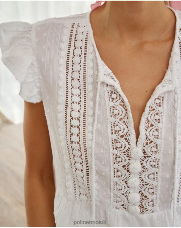 Clothing Polin et moi Embroidered Top Deborah white J4DB6271