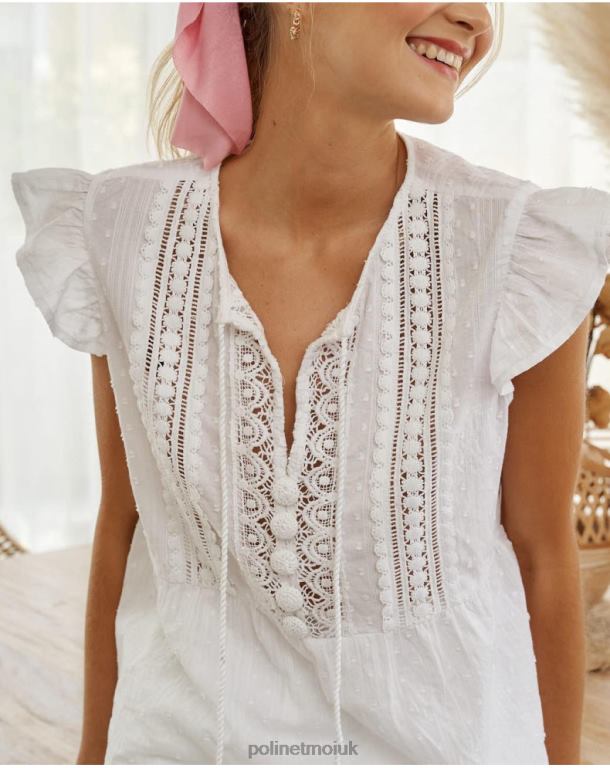 Clothing Polin et moi Embroidered Top Deborah white J4DB6271