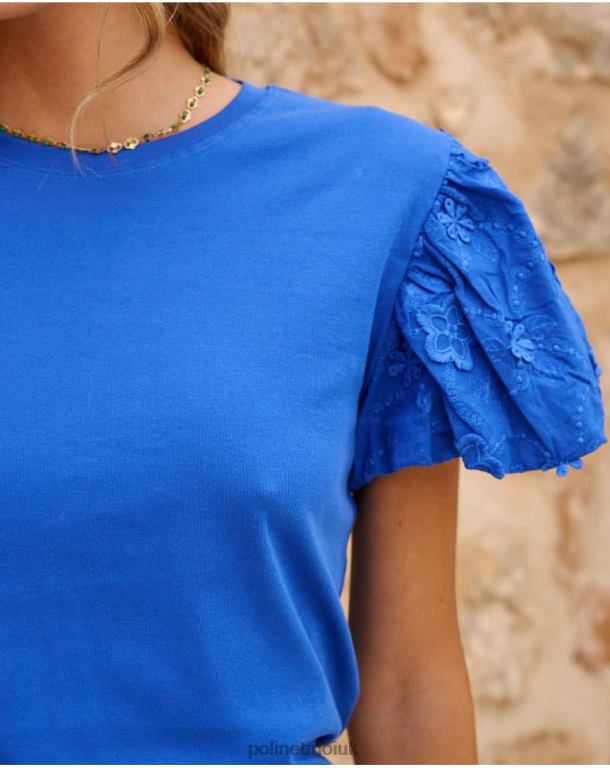 Clothing Polin et moi Embroidery Top Glory Klein Blue J4DB6265