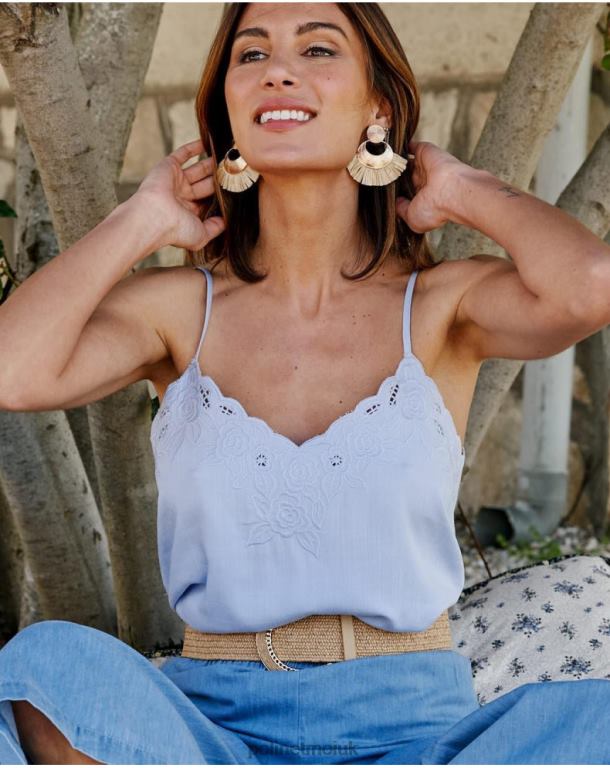 Clothing Polin et moi Malala Embroidery Top Celestial J4DB6264