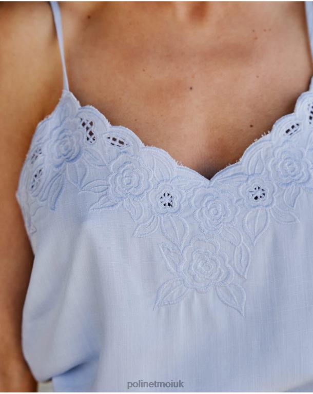 Clothing Polin et moi Malala Embroidery Top Celestial J4DB6264