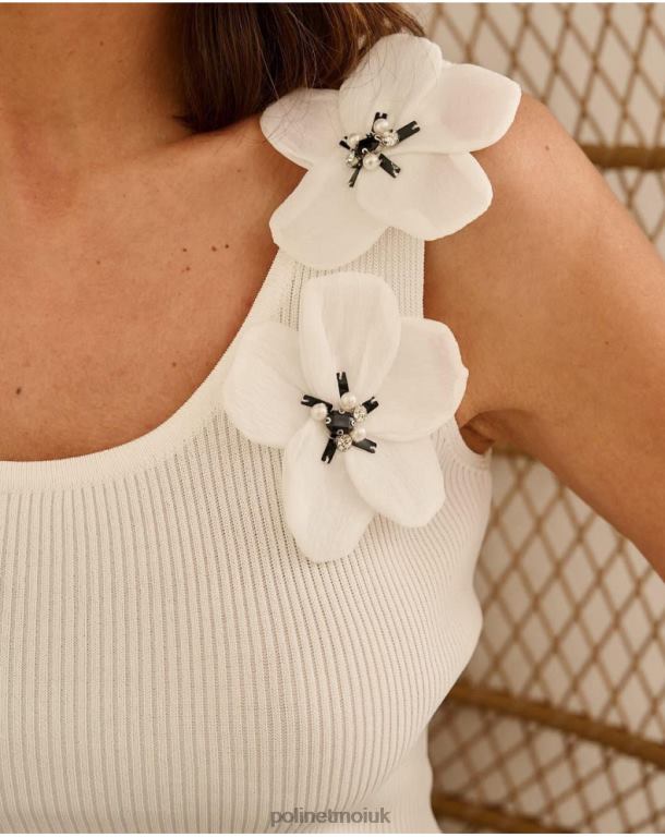Clothing Polin et moi Top Azu Flower white J4DB6286