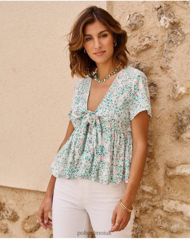 Clothing Polin et moi Top Bow Esmeralda Turquoise J4DB6241