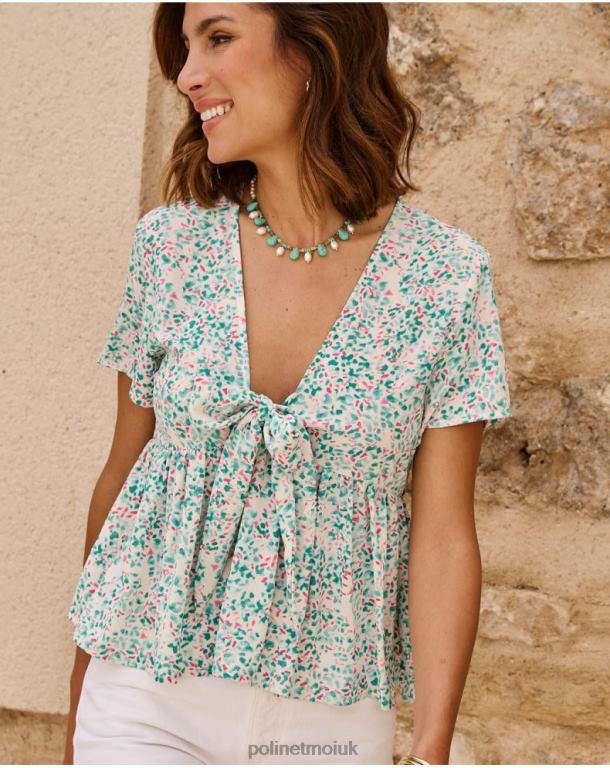 Clothing Polin et moi Top Bow Esmeralda Turquoise J4DB6241
