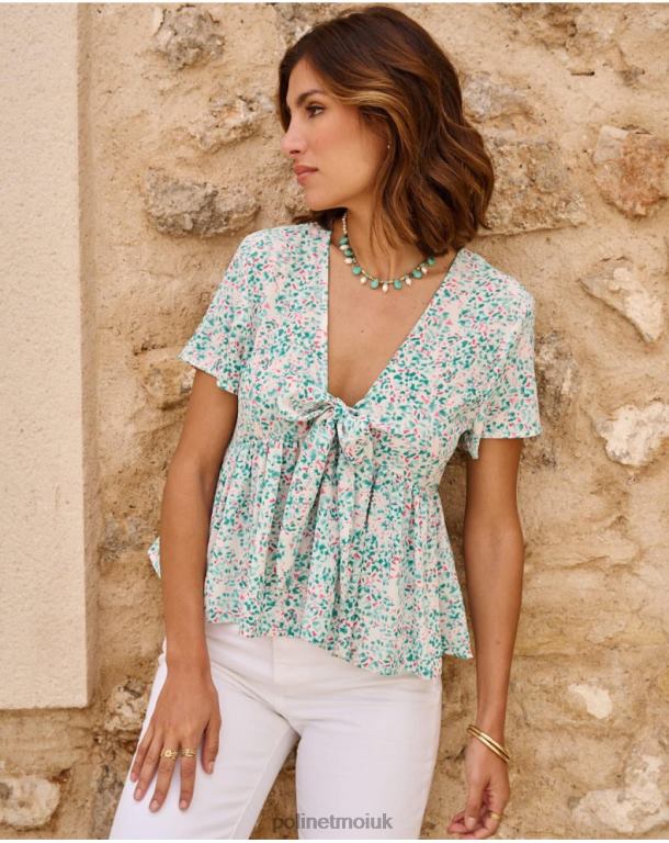Clothing Polin et moi Top Bow Esmeralda Turquoise J4DB6241