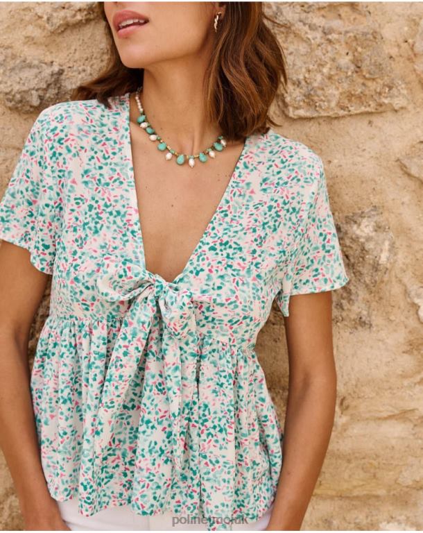 Clothing Polin et moi Top Bow Esmeralda Turquoise J4DB6241