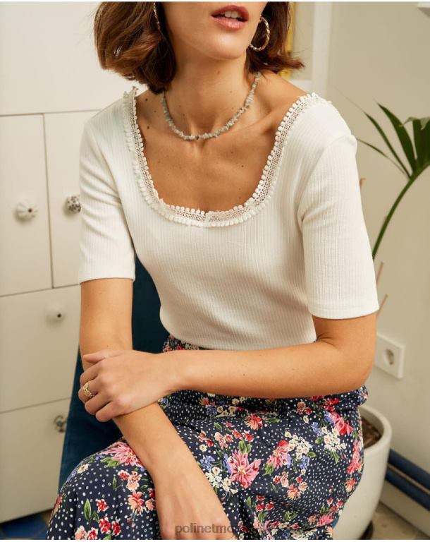 Clothing Polin et moi Top Lace Giorgia white J4DB6288