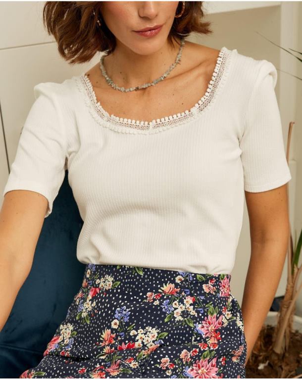 Clothing Polin et moi Top Lace Giorgia white J4DB6288