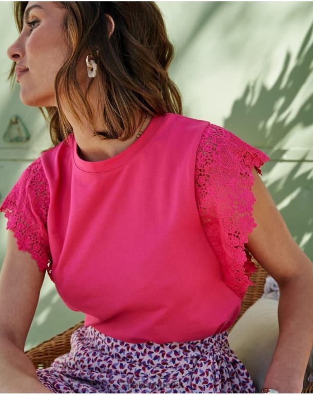 Clothing Polin et moi Top Ruffled Sissi Fuchsia J4DB6275