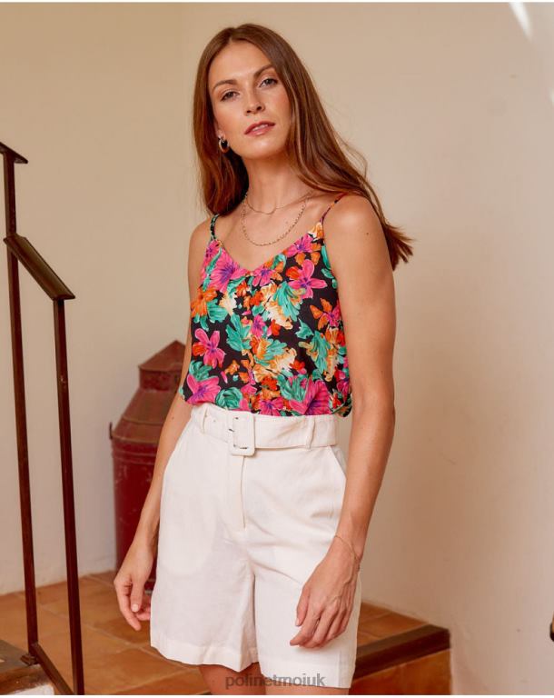 Clothing Polin et moi Top Tropical Fabricia black J4DB6287