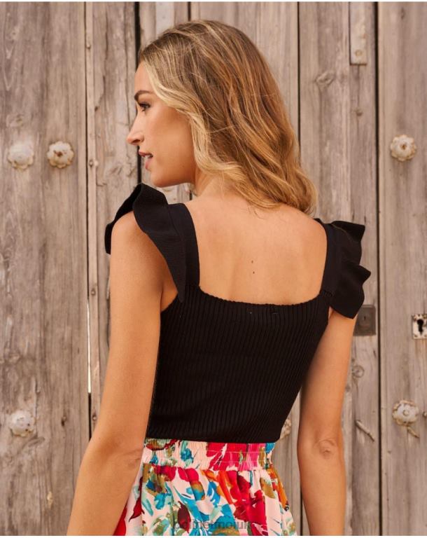 Clothing Polin et moi Top ruffle Macu black J4DB6284